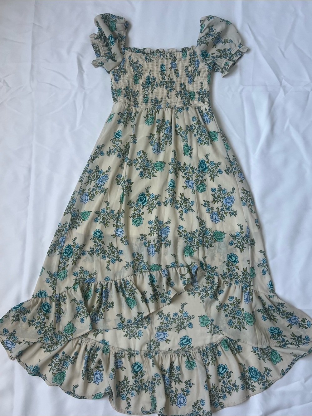 Poppies and Roses Cream Floral Smocked Top